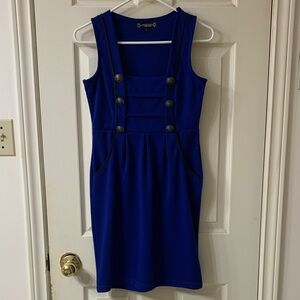 🌷3 for$25🌷C’est Moi, US S, Blue & Black Double Breasted Military Style Dress